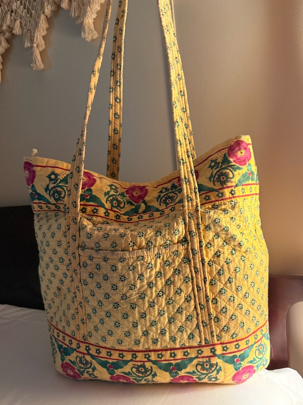 Quilted Yellow Floral Tote Bag